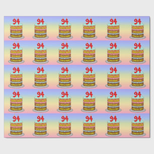 94th Birthday: Fun Cake and Candles + Custom Name Wrapping Paper