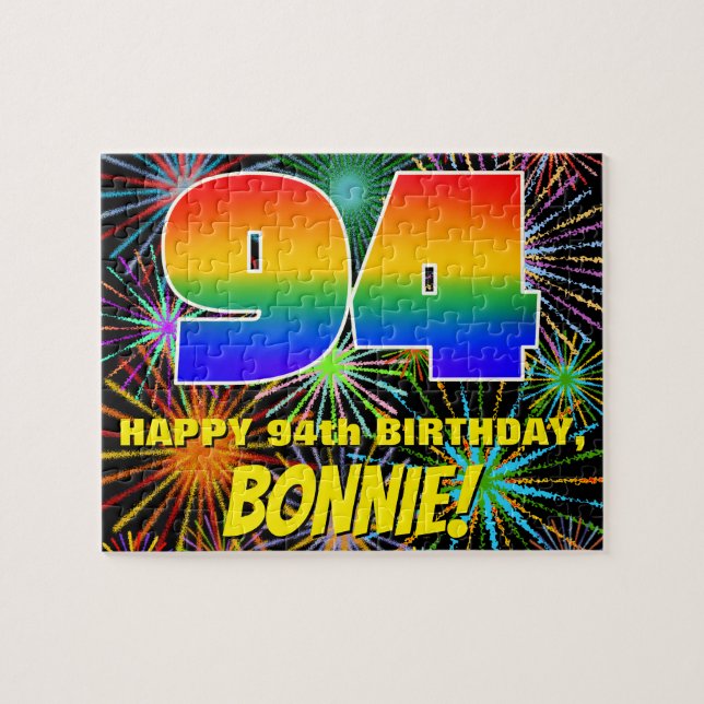 94th Birthday: Fun, Colourful Celebratory Firework Jigsaw Puzzle (Horizontal)