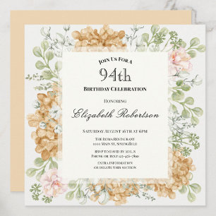 94th Birthday Invitation in Elegant Autumn Colors