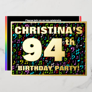 94th Birthday Party — Fun, Colorful Music Symbols