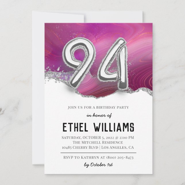 94th Birthday Party Invitation (Front)