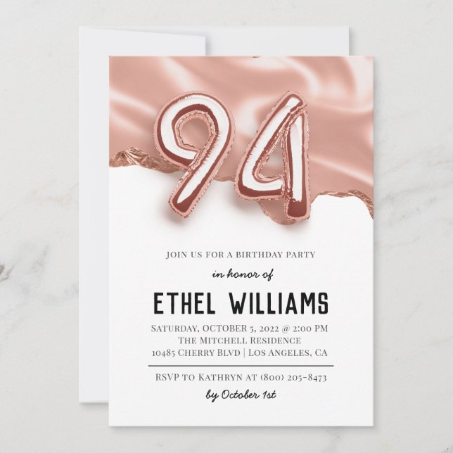 94th Birthday Party Invitation (Front)