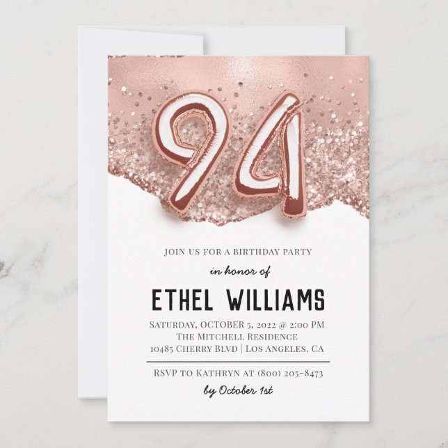 94th Birthday Party Invitation (Front)