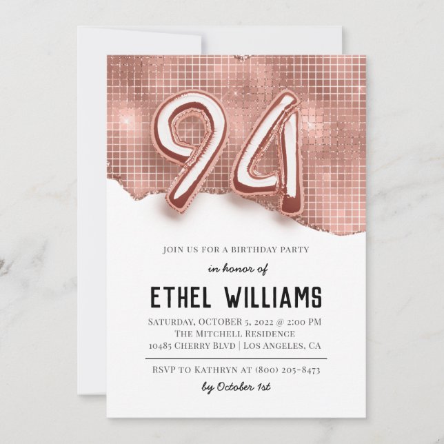 94th Birthday Party Invitation (Front)