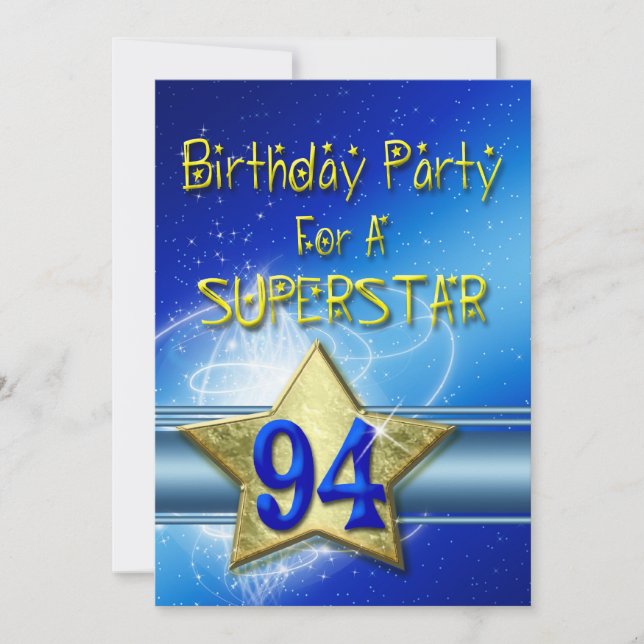 94th Birthday party Invitation for a Superstar. (Front)