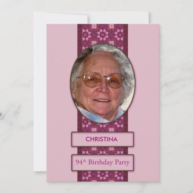 94th Birthday Party Invitation Picture and Name (Front)