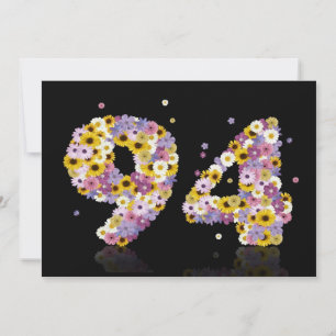 94th Birthday party, with flowered letters Invitation