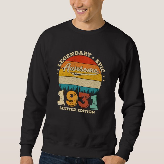 94th Year Old Retro Awesome 94th Birthday Gift Sweatshirt (Front)