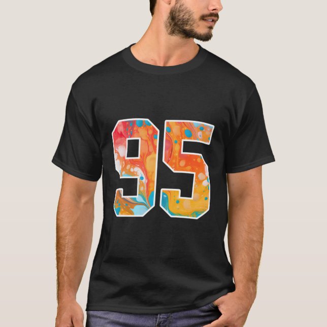 95 Colourful Sports Team Numbers Front And Back T-Shirt (Front)