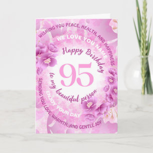 95 Pink Cherry Blossom Floral Milestone Birthday Card