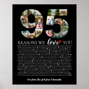 95 Reasons We Love You Photo Collage birthday Poster
