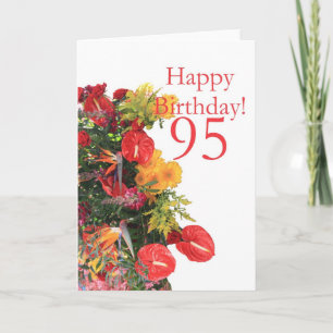 95 th birthday red yellow bouquet card