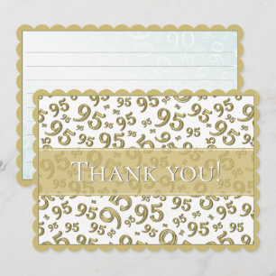 95 "Thank you!" Gold/White Number Pattern Thank You Card