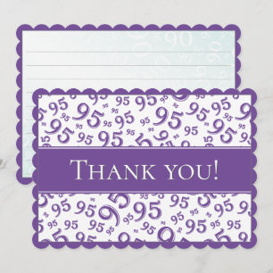 95 "Thank you!" Purple/White Number Pattern Thank You Card