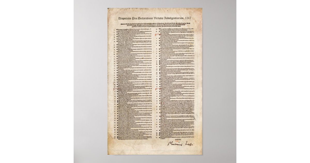 95 Theses of Martin Luther: Protestant Reformation Poster | Zazzle.com.au