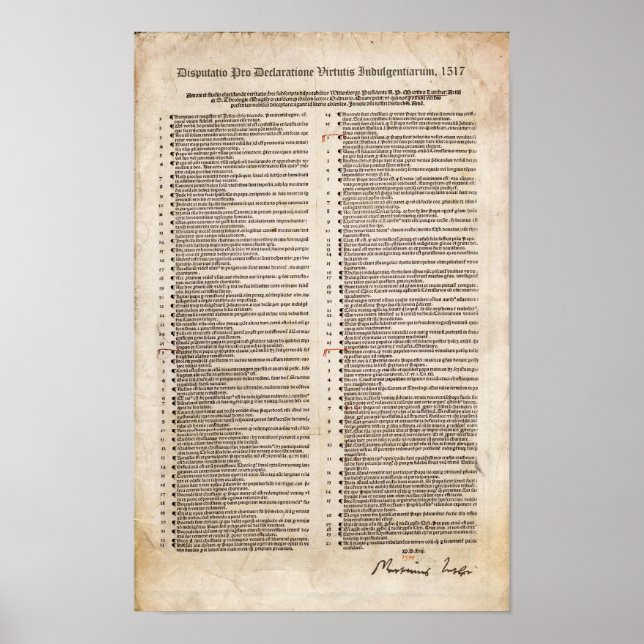 95 Theses of Martin Luther: Protestant Reformation Poster (Front)