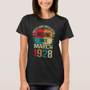 95 Year Awesome Since March 1928 Vintage 95th Birt T-Shirt