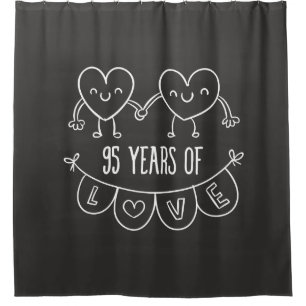 95th Anniversary Gift Chalk Hearts Shower Curtain