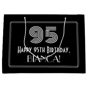 95th Birthday — Art Deco Inspired Look "95" & Name Large Gift Bag