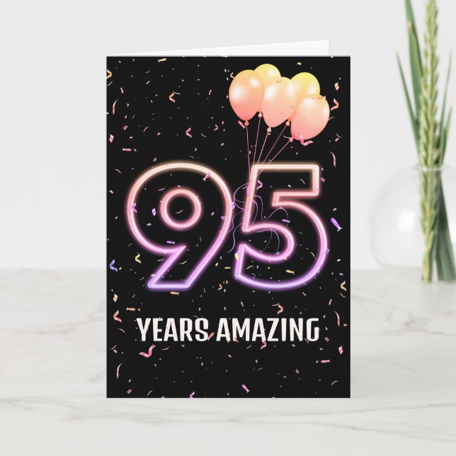 95th Birthday Balloons and Confetti Card (Front)