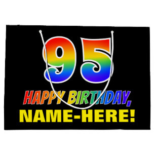 95th Birthday: Bold, Fun, Simple, Rainbow 95 Large Gift Bag