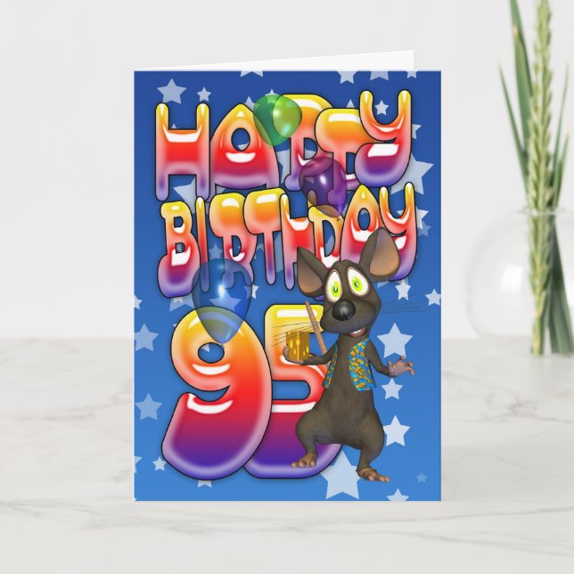 95th Birthday Card cute with little mouse (Front)