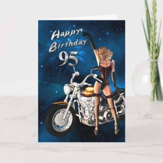 95th Birthday card with a motorbike