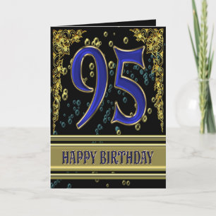 95th birthday card with gold and bubbles