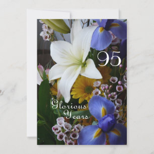 95th Birthday Celebration!-White Lily Bouquet Invitation