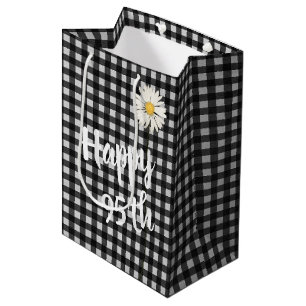 95th Birthday Daisy On Gingham Medium Gift Bag