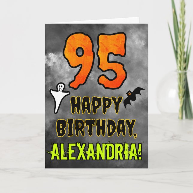95th Birthday: Eerie Halloween Theme + Custom Name Card (Front)
