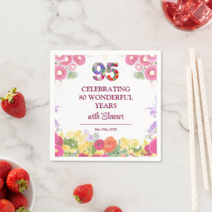 95th Birthday - Elegant Floral Garden Napkin