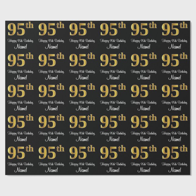 95th Birthday: Elegant Luxurious Faux Gold Look # Wrapping Paper (Flat)