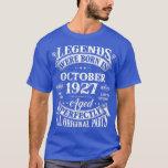 95th Birthday Gift Legends Born In October 1927 95 T-Shirt<br><div class="desc">95th Birthday Gift Legends Born In October 1927 95 Yrs Old  .</div>