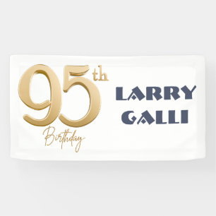 95th Birthday Gold Navy Blue Custom Name Banner