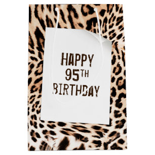 95th Birthday Leopard Fur Print  Medium Gift Bag