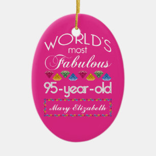 95th Birthday Most Fabulous Colourful Gems Pink Ceramic Ornament