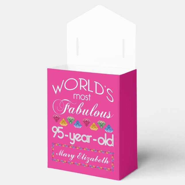 95th Birthday Most Fabulous Colourful Gems Pink Favour Box (Opened)