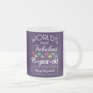 95th Birthday Most Fabulous Colourful Gems Purple Frosted Glass Coffee Mug