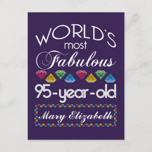 95th Birthday Most Fabulous Colourful Gems Purple Postcard
