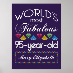 95th Birthday Most Fabulous Colourful Gems Purple Poster