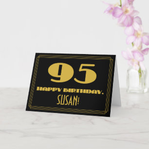 95th Birthday: Name + Art Deco Inspired Look "95" Card