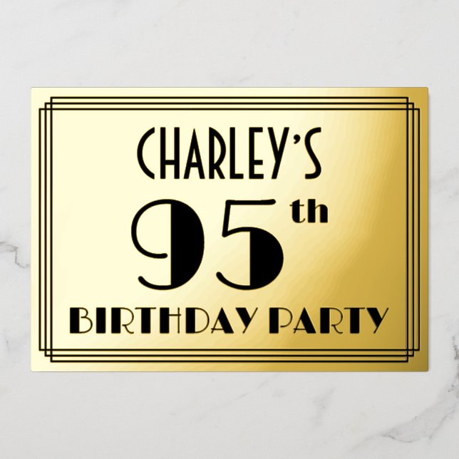 95th Birthday Party — Art Deco Look “95” + Name (Front)