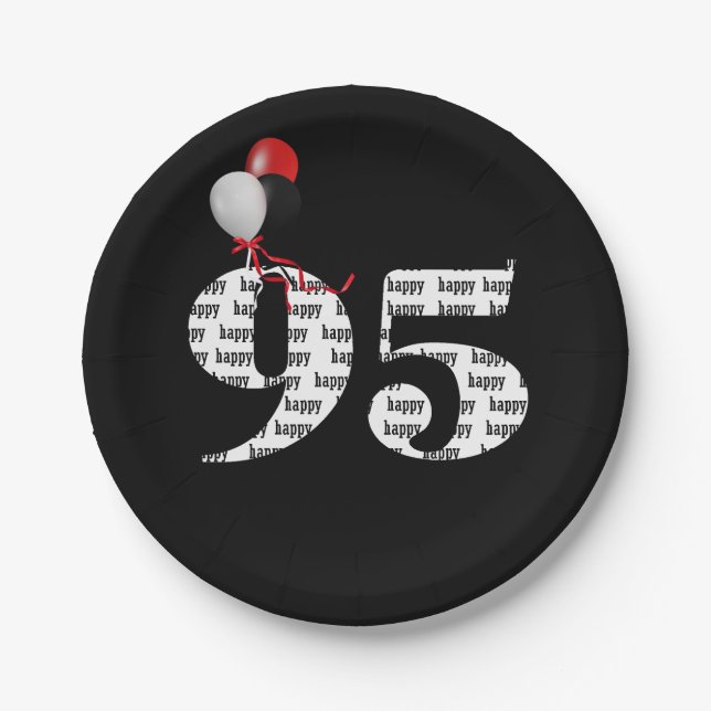 95th birthday party balloons paper plate (Front)