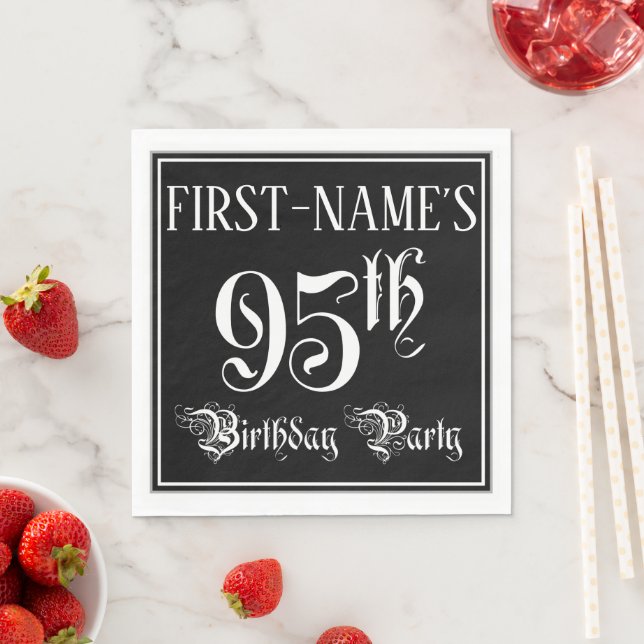 95th Birthday Party — Fancy Script + Custom Name Napkin (Insitu)