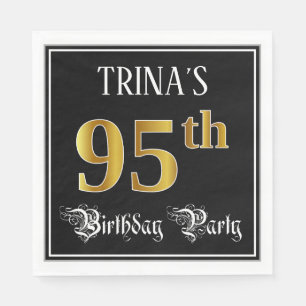 95th Birthday Party — Fancy Script, Faux Gold Lo Napkin