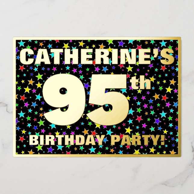 95th Birthday Party — Fun, Colourful Stars Pattern (Front)