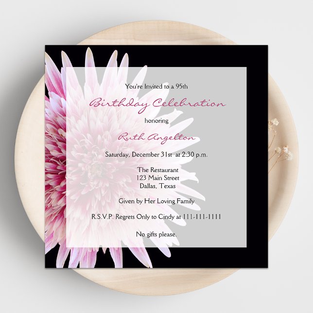 95th Birthday Party Invitation Gerbera Daisy (Creator Uploaded)