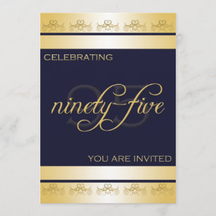 95th Birthday Party Invitation in Blue & Gold
