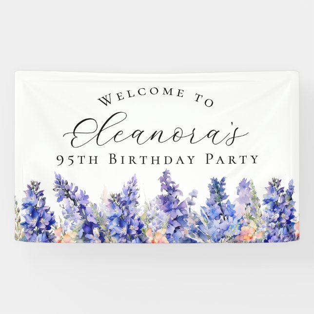 95th Birthday Party July Birth Flower Welcome Banner (Horizontal)